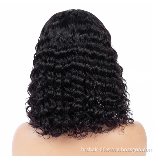 Human Hair Lace Front Bob Wigs Brazilian Curly Short  Lace Wig with Baby Hair Side Part Glueless Lace Front Wig for Women